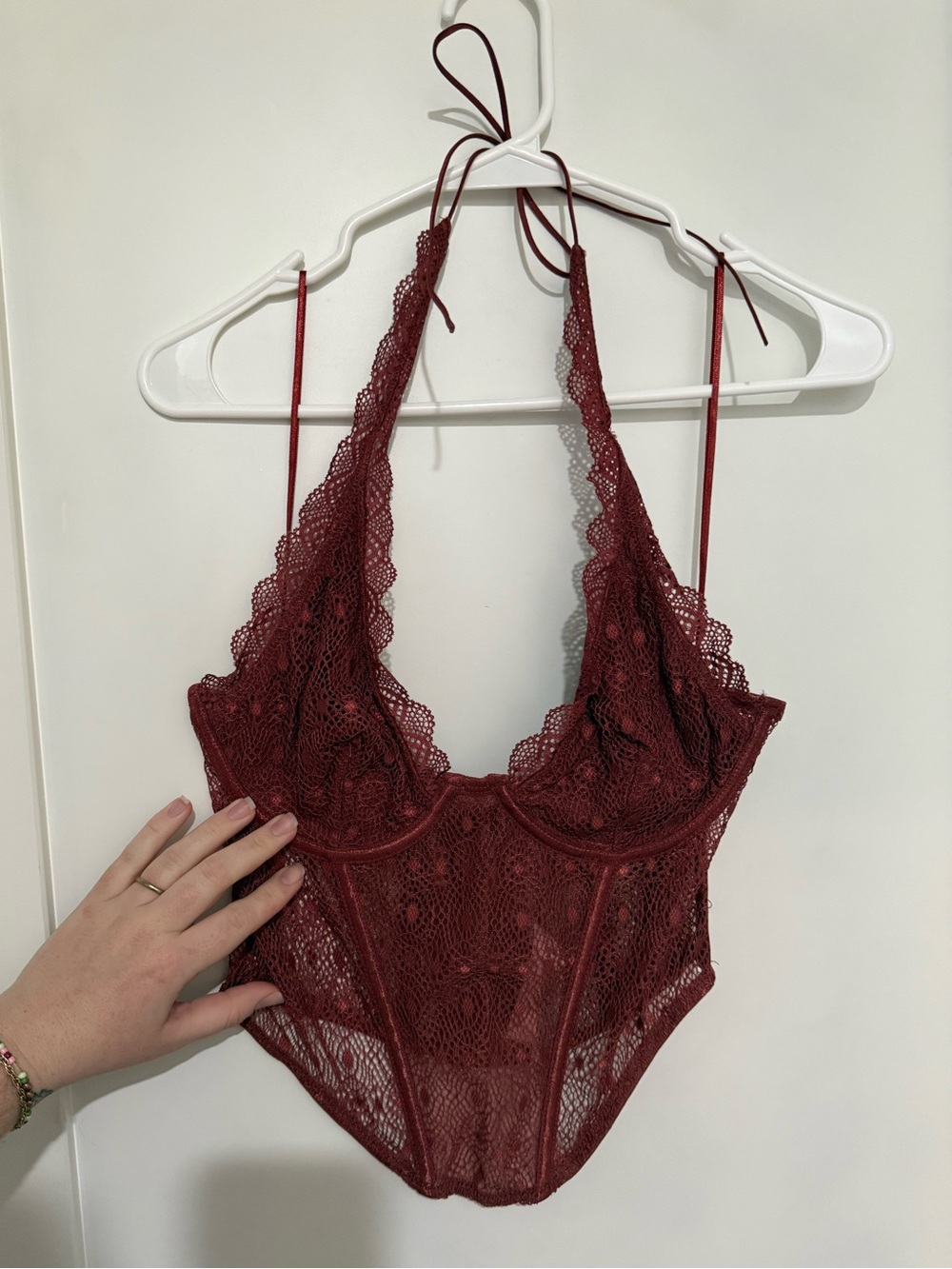 Lace Halter Bustier in Burgundy
